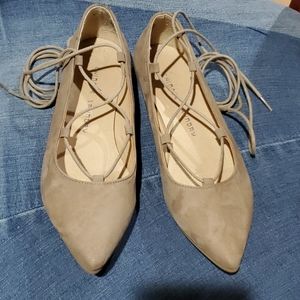 Adorable Tan Lace-up Flats